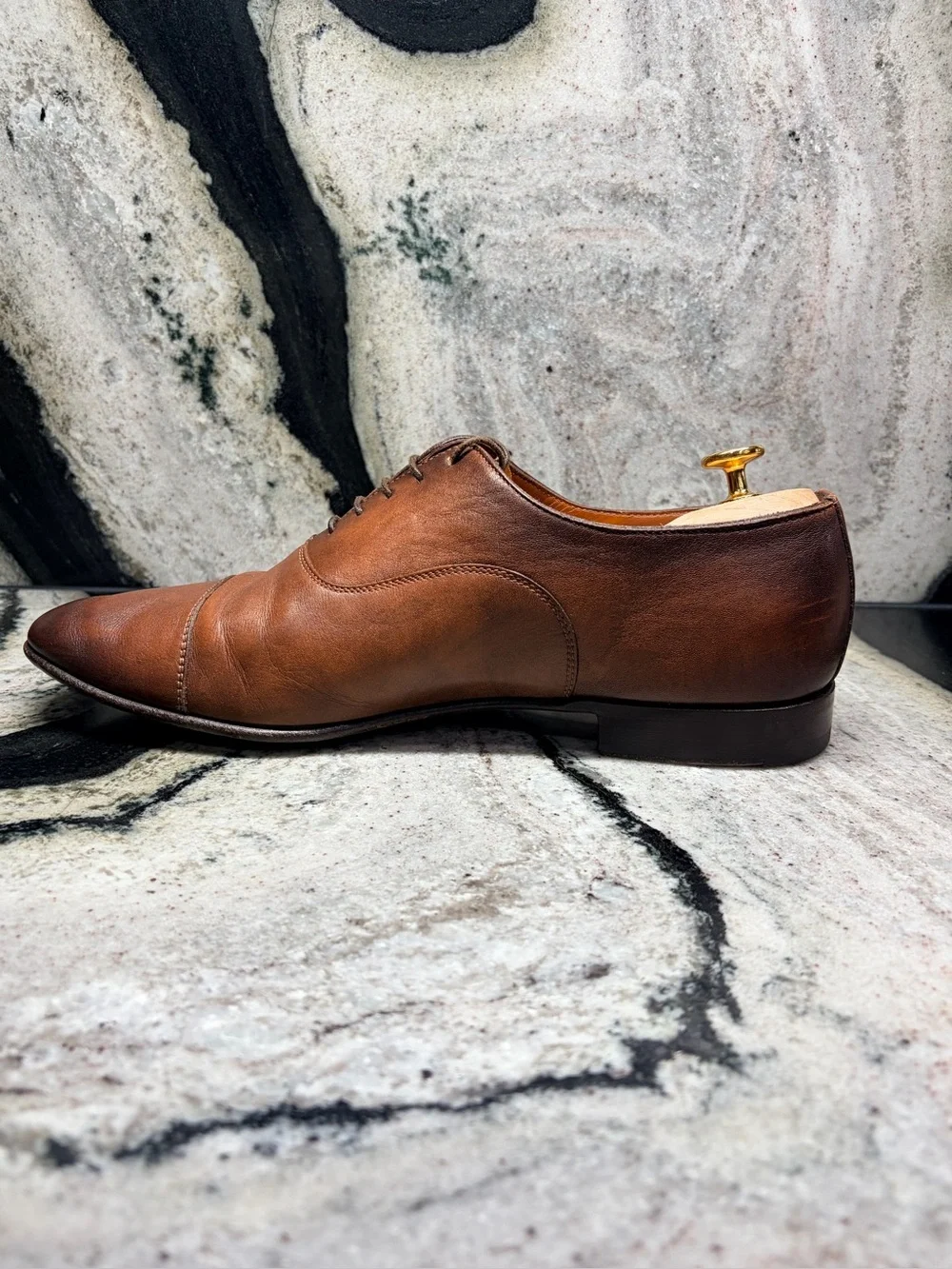 Santoni Darien Oxford Shoes Men’s US 10.5 UK 9.5 Brown Leather Made Italy